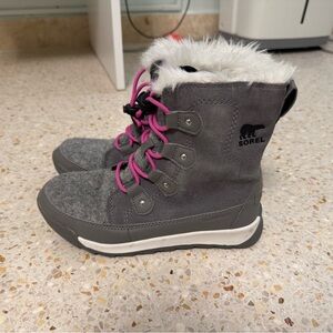 Sorel Kids' Gray and Pink Winter Boots